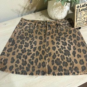 Blank NYC Denim Leopard Mini Skirt Size 26